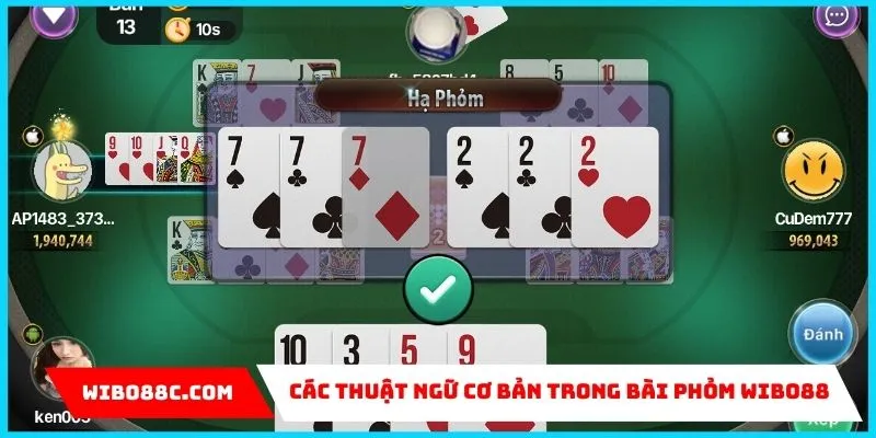 Các thuật ngữ cơ bản trong bài Phỏm Wibo88
