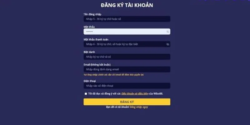 cách đăng ký Wibo88