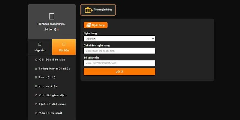 rút tiền tại ngân hàng